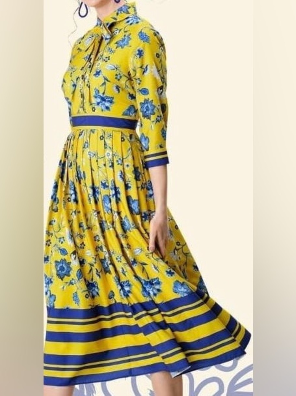 Wayward Fancies Yellow Blue Floral Maxi Dress 1X